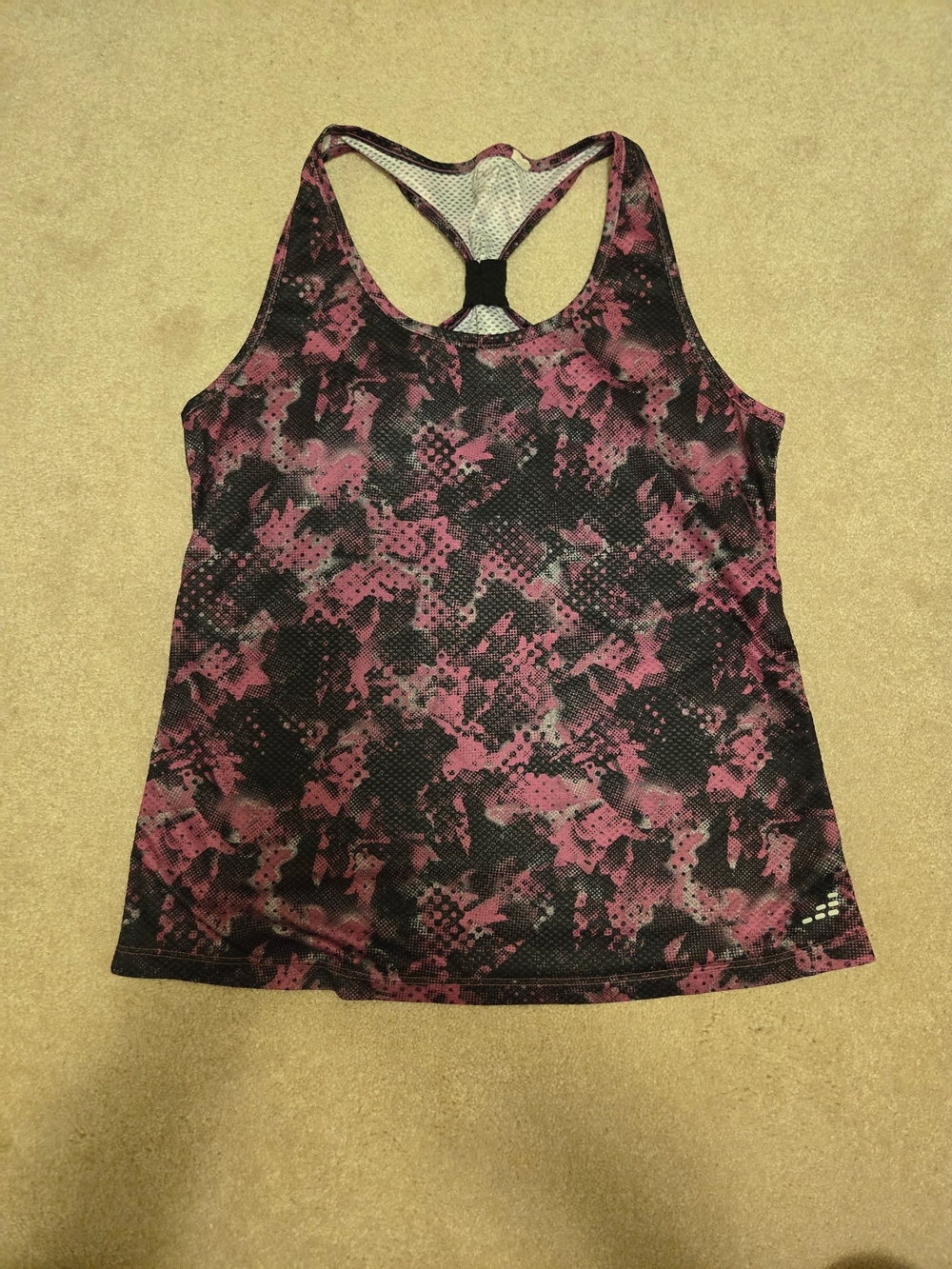Source Unknown Pink & Black Racerback Mesh Tank
